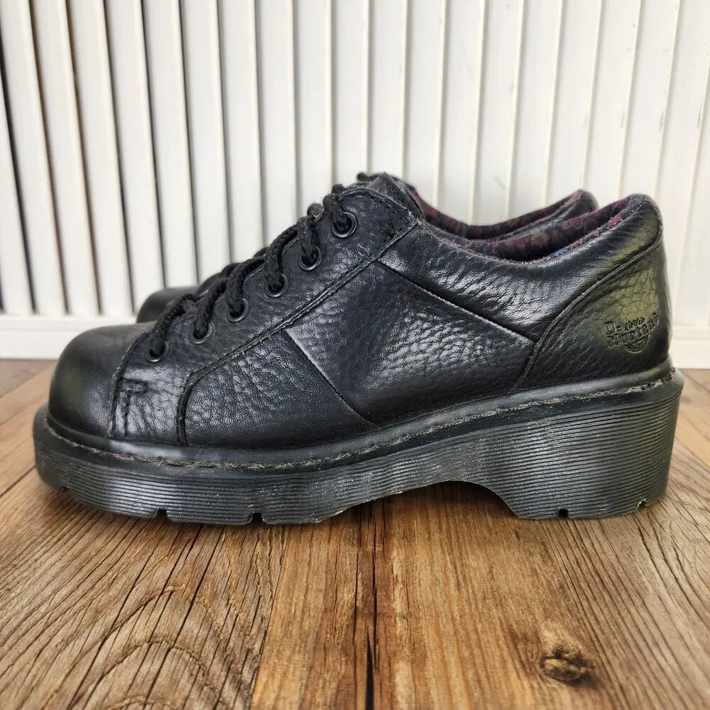 Dr Martens Keani Oxford Shoes Womens Sz 7 Black Leather Chunky Lace Up Platform